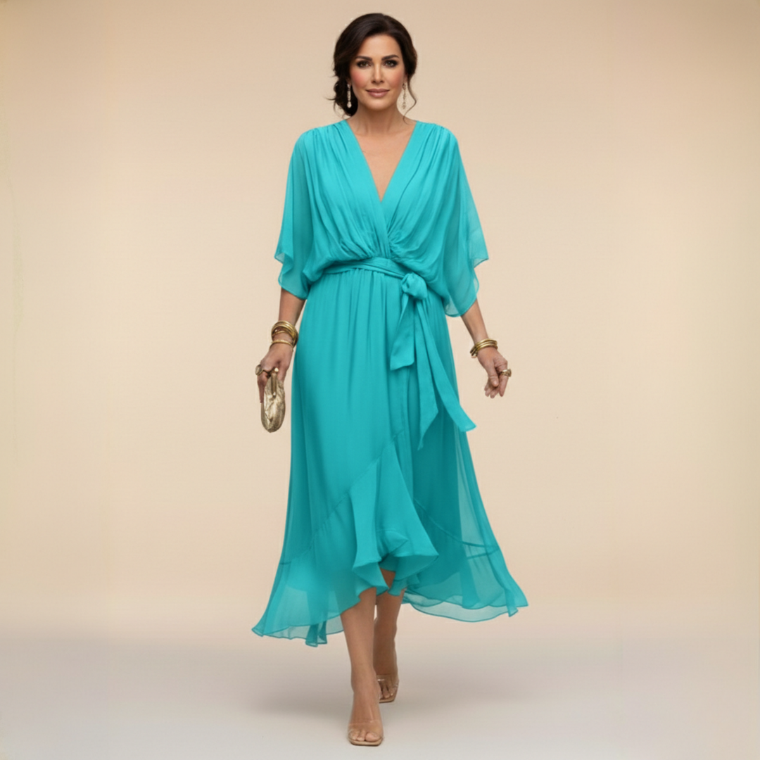 MARTA™ | Chiffon Dress with V-Neckline