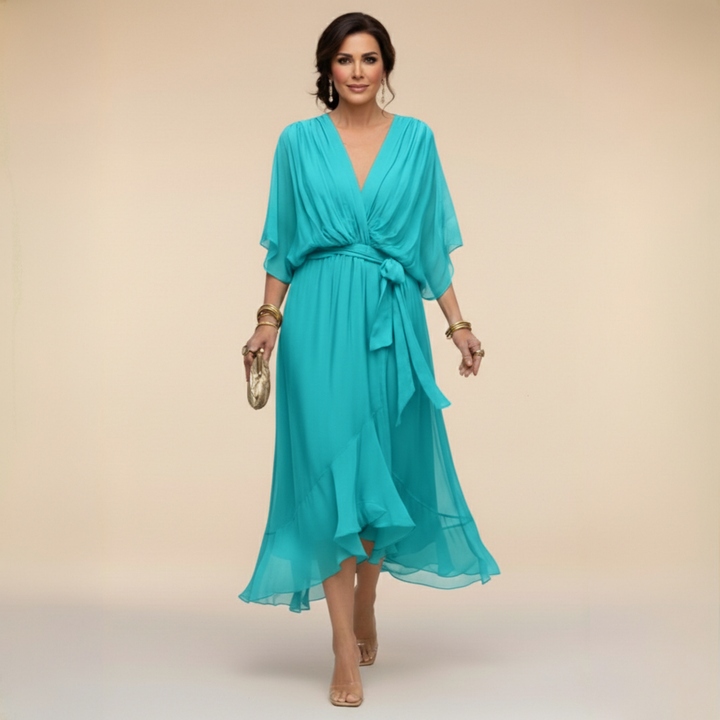 MARTA™ | Chiffon Dress with V-Neckline