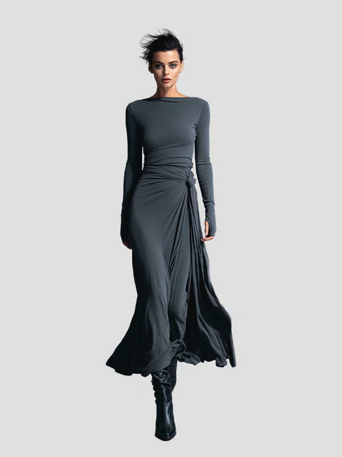 Milena | Long Sleeve Draped Midi Dress