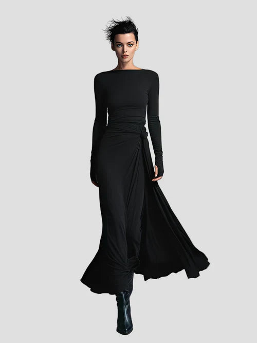 Milena | Long Sleeve Draped Midi Dress