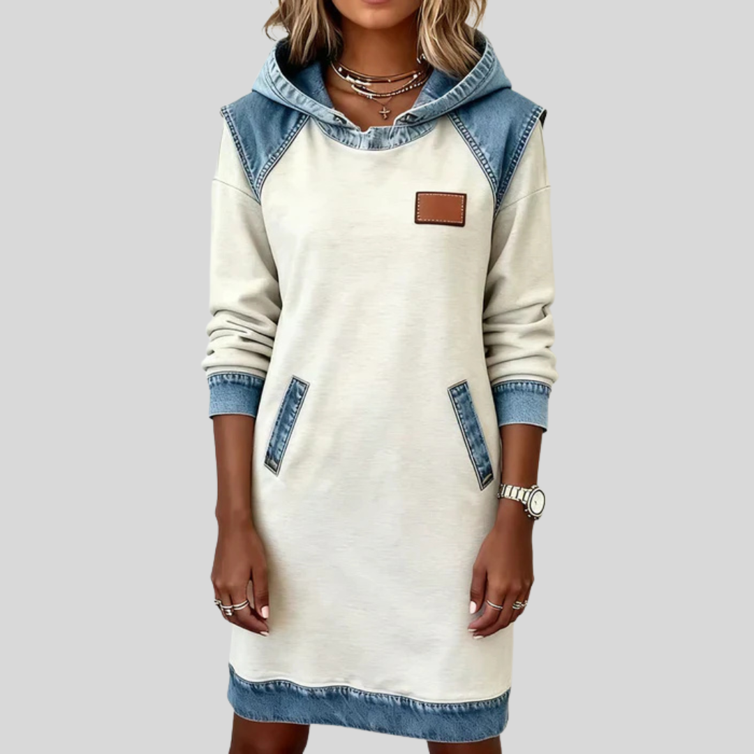 Charlotte | Cozy Contrast Hooded Dress