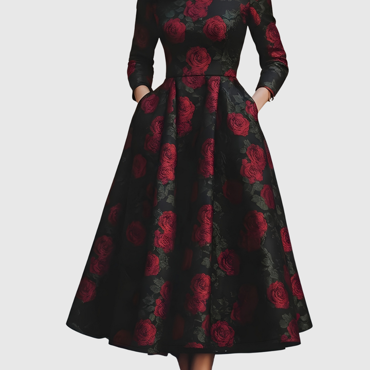 Lilla | Elegant Vintage Maxi Dress With Floral Print
