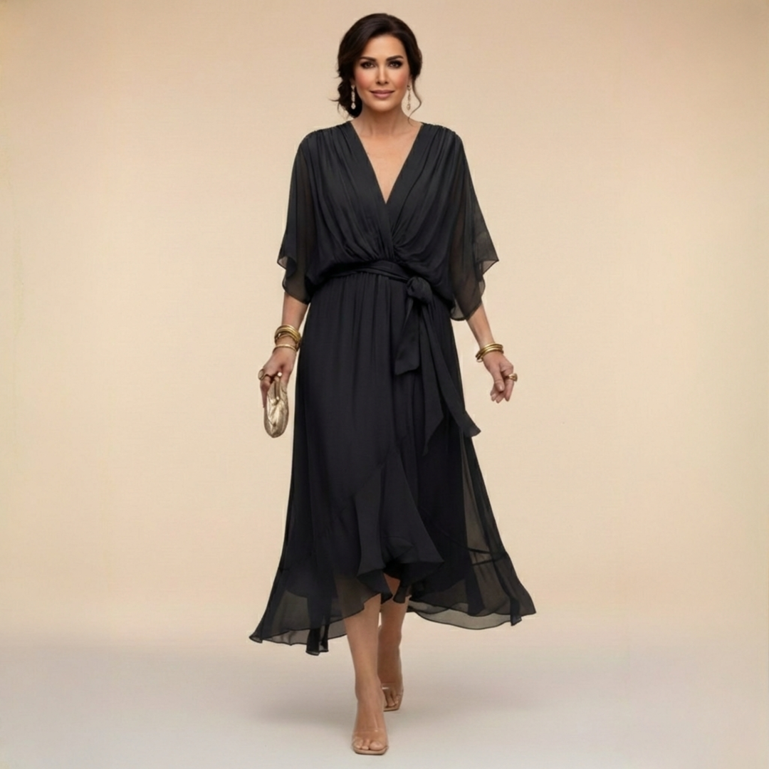 MARTA™ | Chiffon Dress with V-Neckline