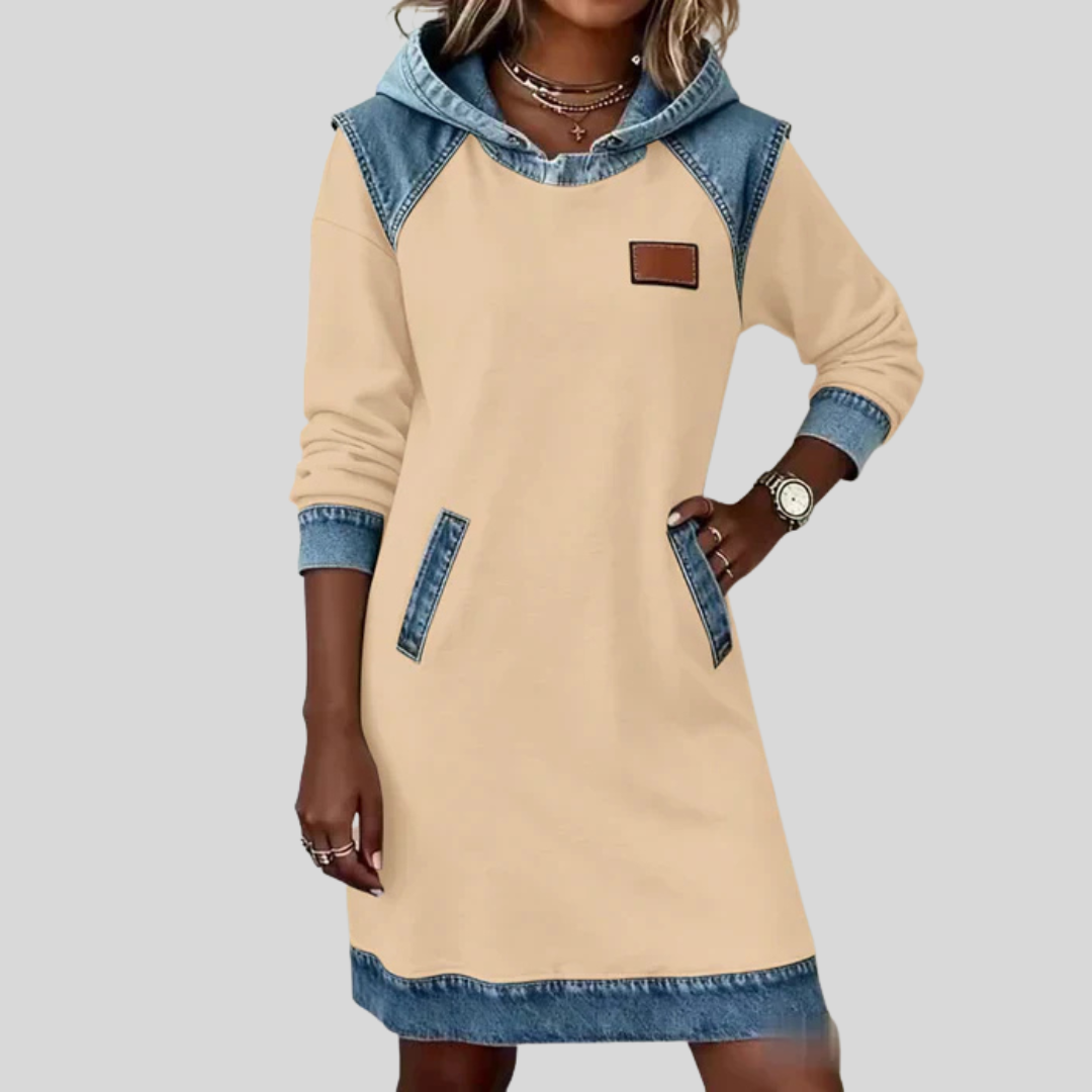 Charlotte | Cozy Contrast Hooded Dress
