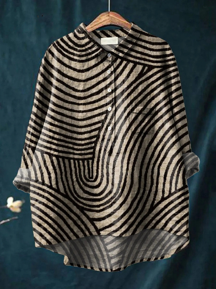 Megan | Women's Circular Line Pattern Print Casual Shirt