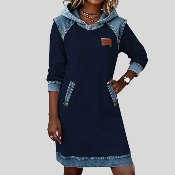 Charlotte | Cozy Contrast Hooded Dress