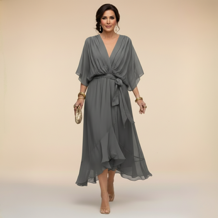 MARTA™ | Chiffon Dress with V-Neckline