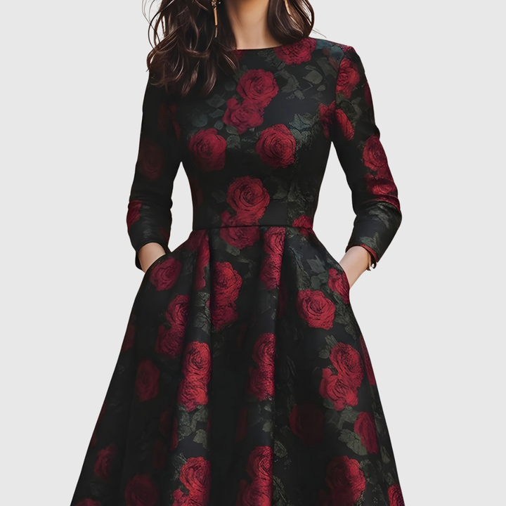 Lilla | Elegant Vintage Maxi Dress With Floral Print