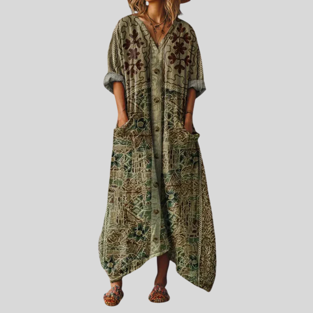 Solenya | Casual Long Sleeve Maxi Dress