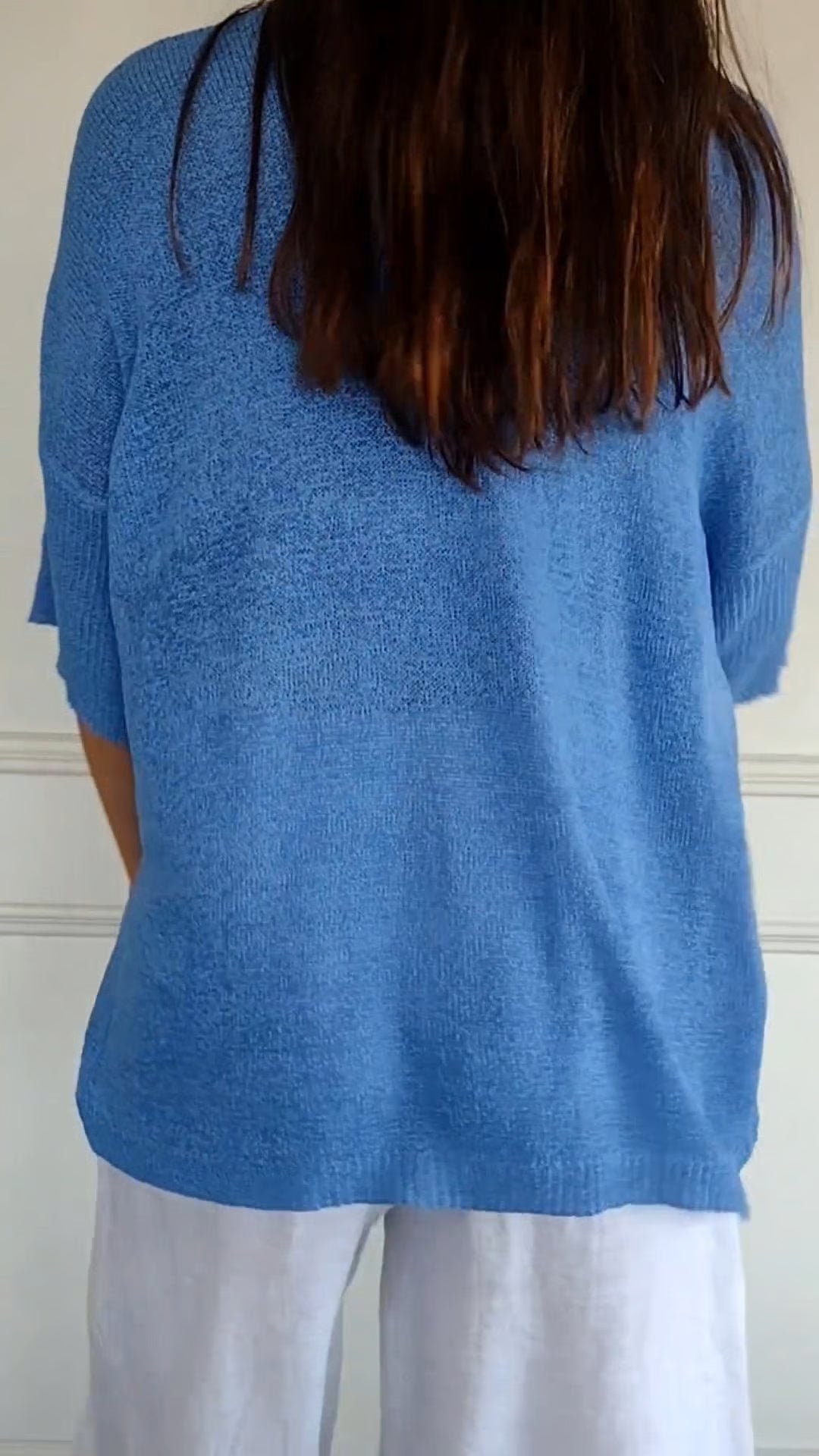 Saylor V -Neck Half Sleeve Shirts Knitted Loose Blouse