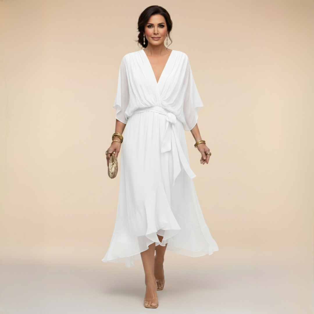 MARTA™ | Chiffon Dress with V-Neckline