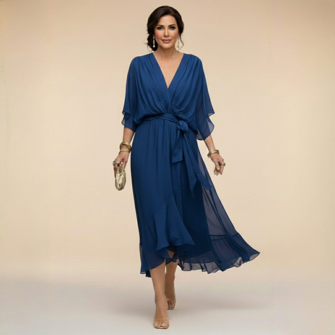 MARTA™ | Chiffon Dress with V-Neckline