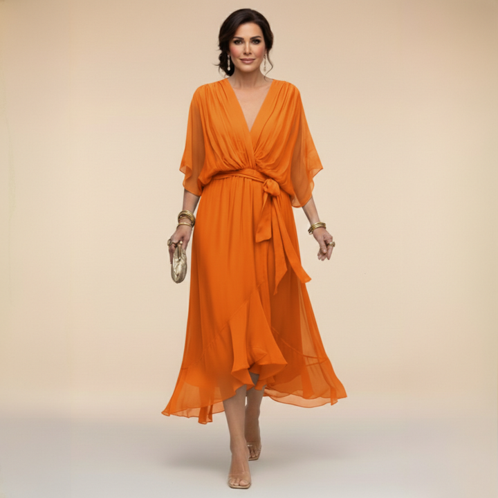 MARTA™ | Chiffon Dress with V-Neckline