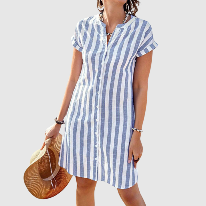 Martine | Elegant Striped Shirt Dress