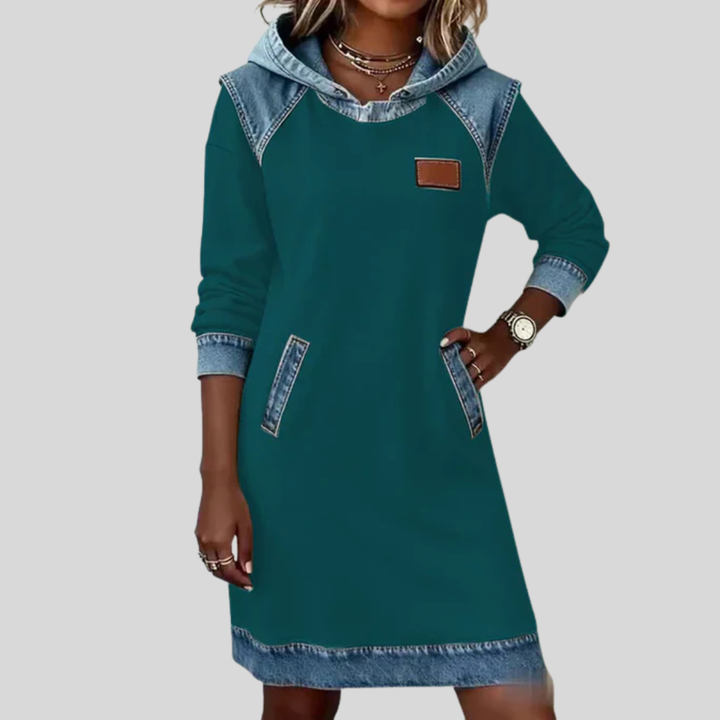 Charlotte | Cozy Contrast Hooded Dress