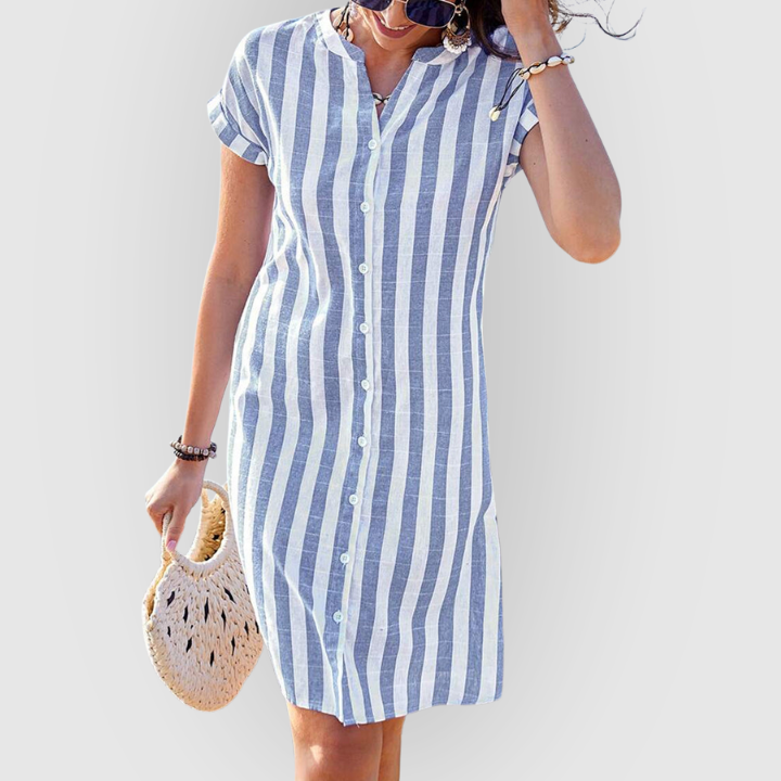 Martine | Elegant Striped Shirt Dress