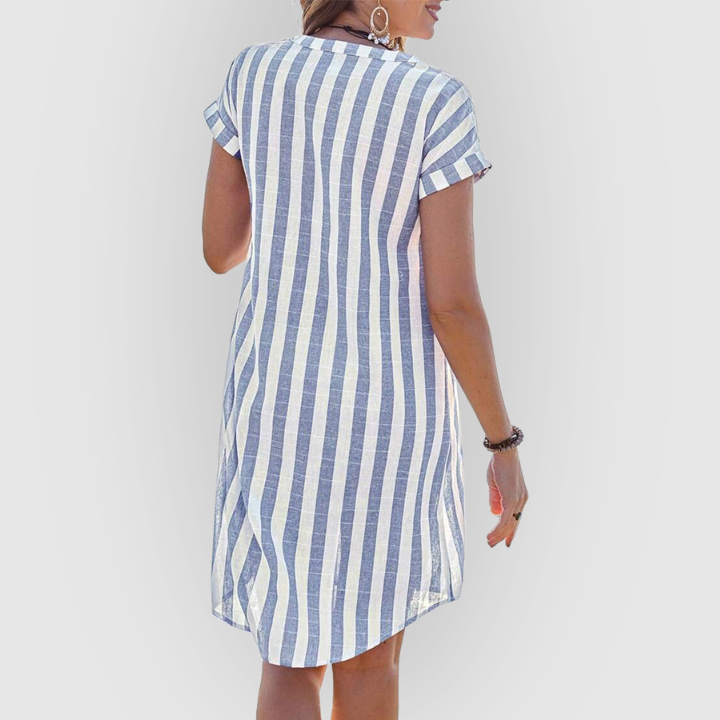 Martine | Elegant Striped Shirt Dress