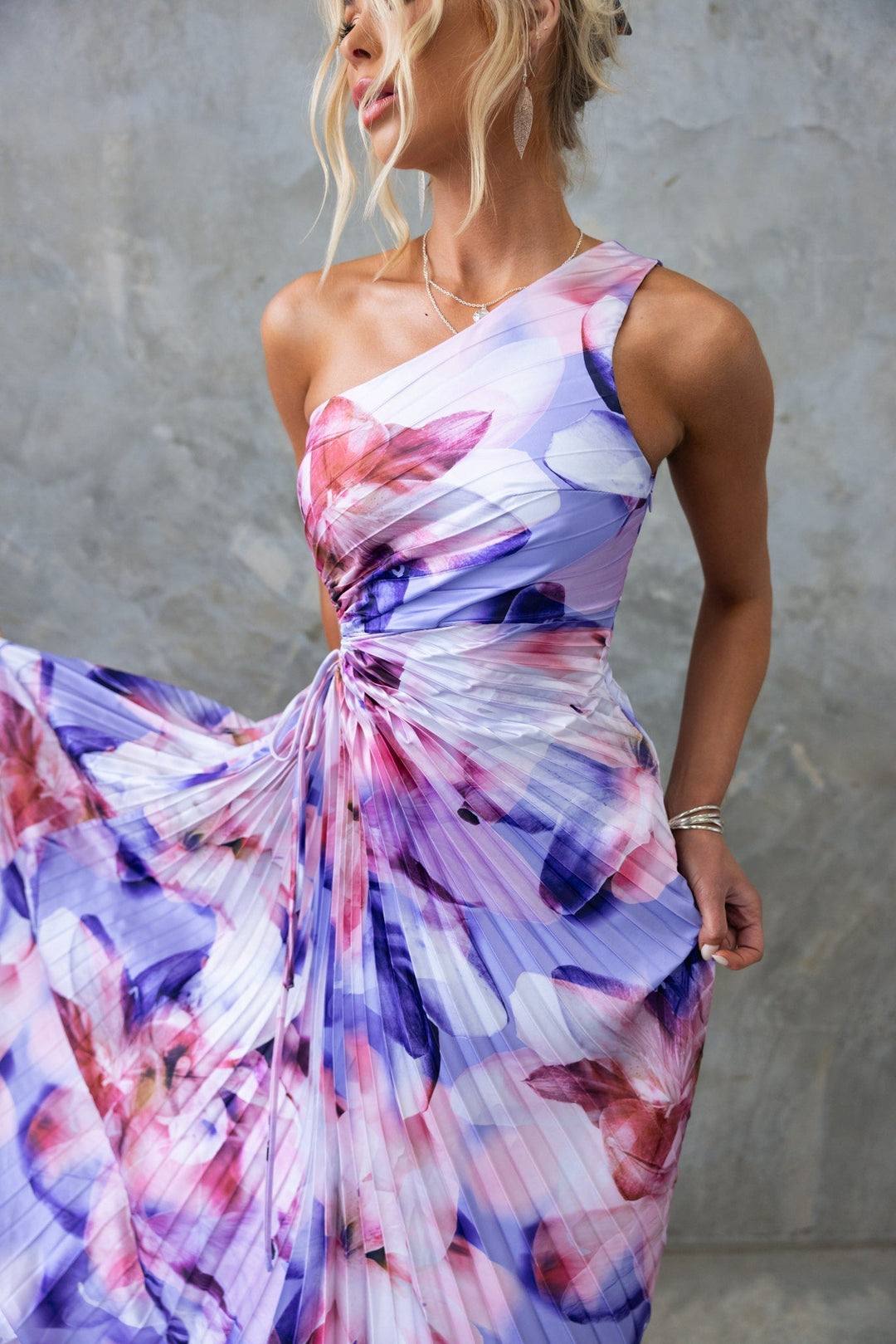 Ella Shoulder Pleated Maxi
