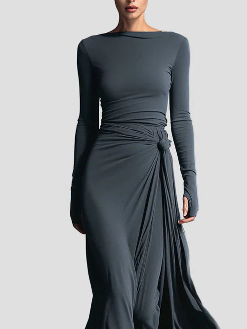 Milena | Long Sleeve Draped Midi Dress