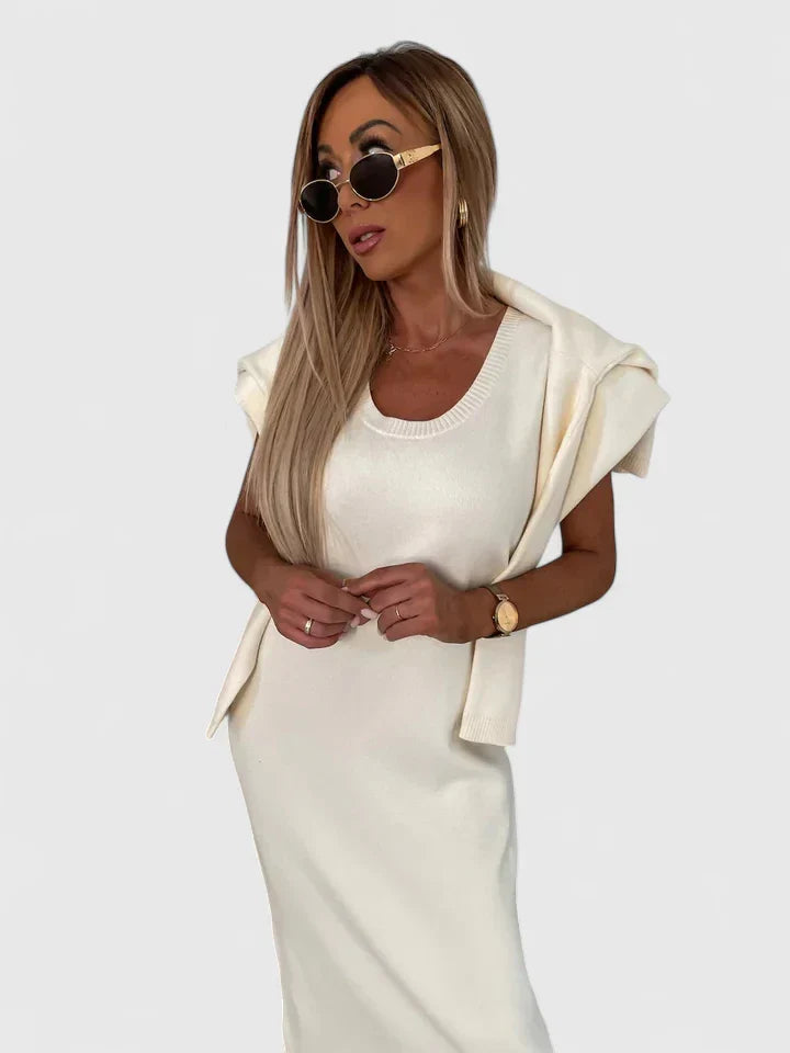 Chrystahl | Elegant Dress & Turtle Neck Sweater Set