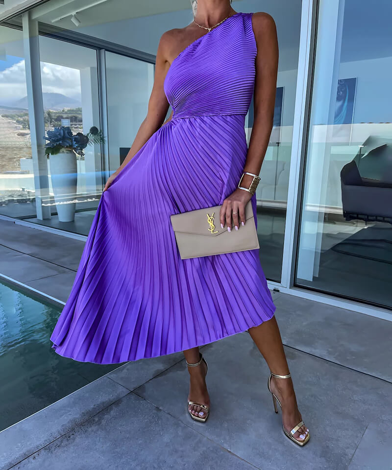 Ella Shoulder Pleated Maxi