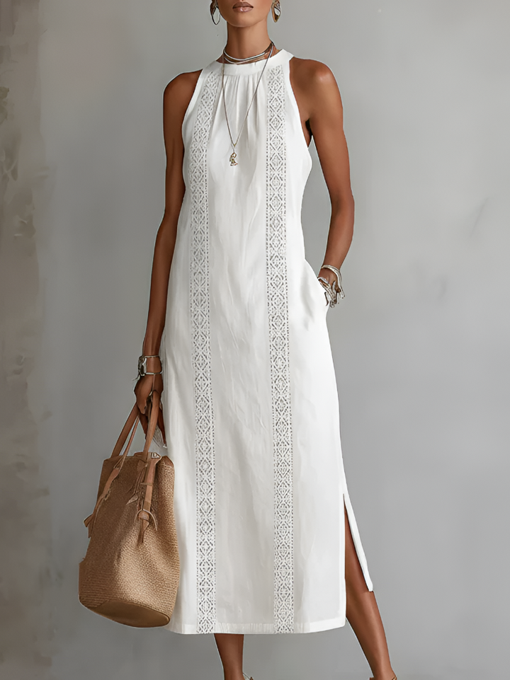 Jimena | Linen Midi Dress With a Collar