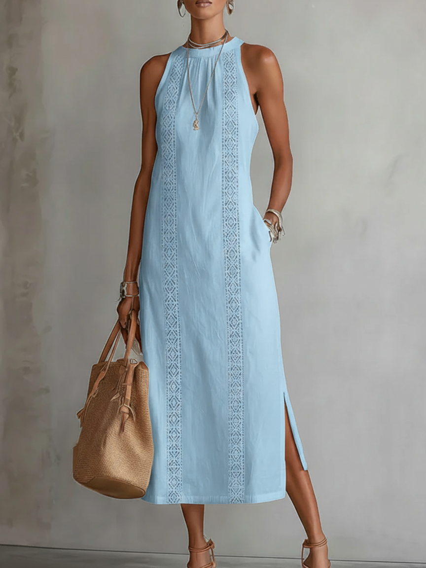 Jimena | Linen Midi Dress With a Collar