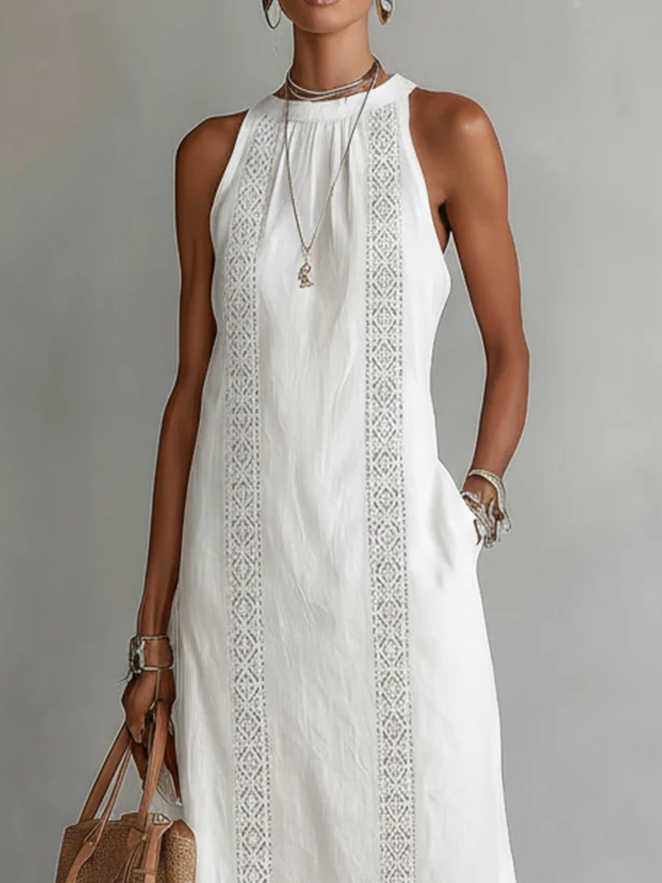Jimena | Linen Midi Dress With a Collar