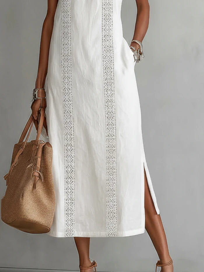 Jimena | Linen Midi Dress With a Collar