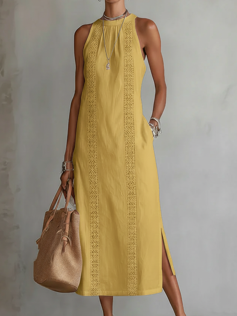 Jimena | Linen Midi Dress With a Collar