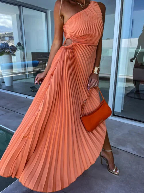 Ella Shoulder Pleated Maxi