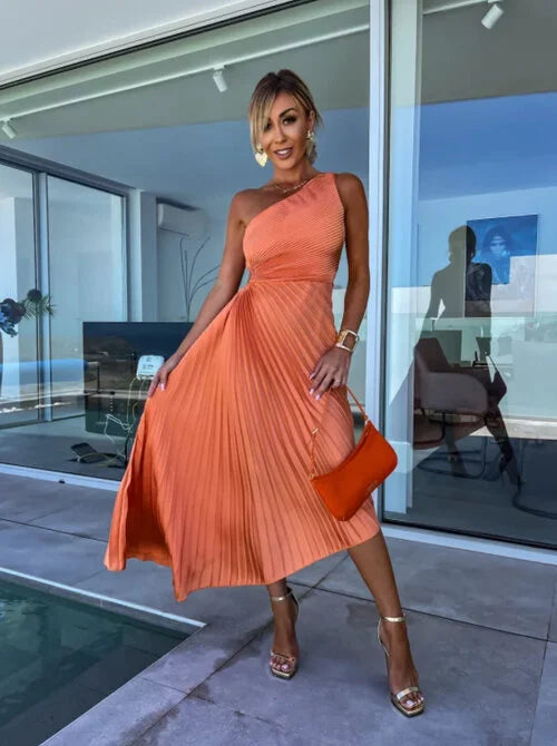 Ella Shoulder Pleated Maxi
