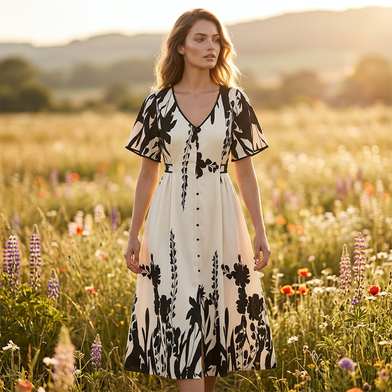 Sophia V-Neck Midi Dress