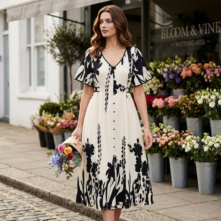 Sophia V-Neck Midi Dress