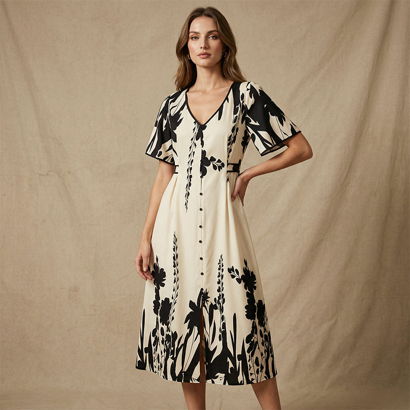 Sophia V-Neck Midi Dress