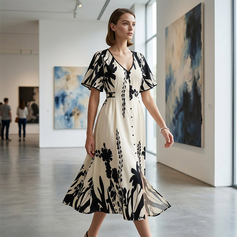 Sophia V-Neck Midi Dress